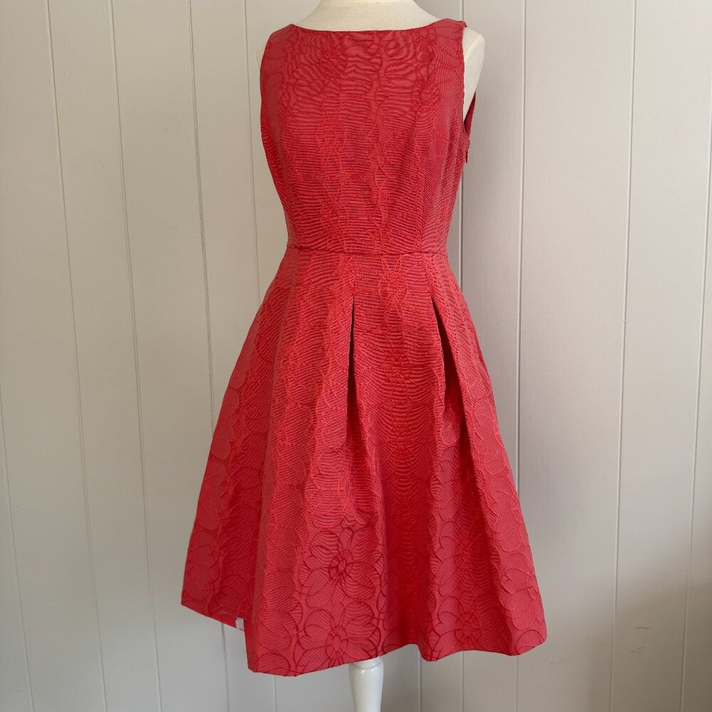 Jones Wear Day Dress Fit & Flare, Coral Floral, Stretch Cotton Blend Feminine 6